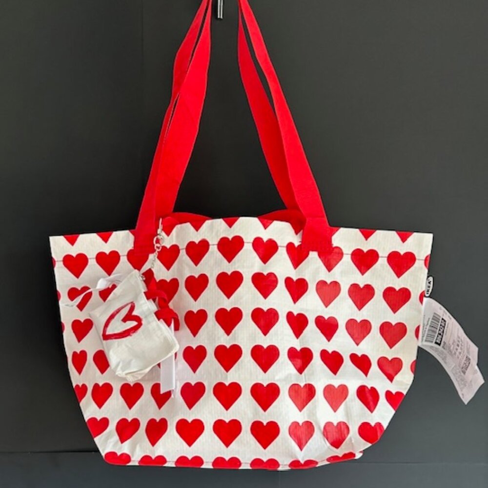 IKEA Vinterfint Heart Tote with matching Knolig Mini Tote Keychain!